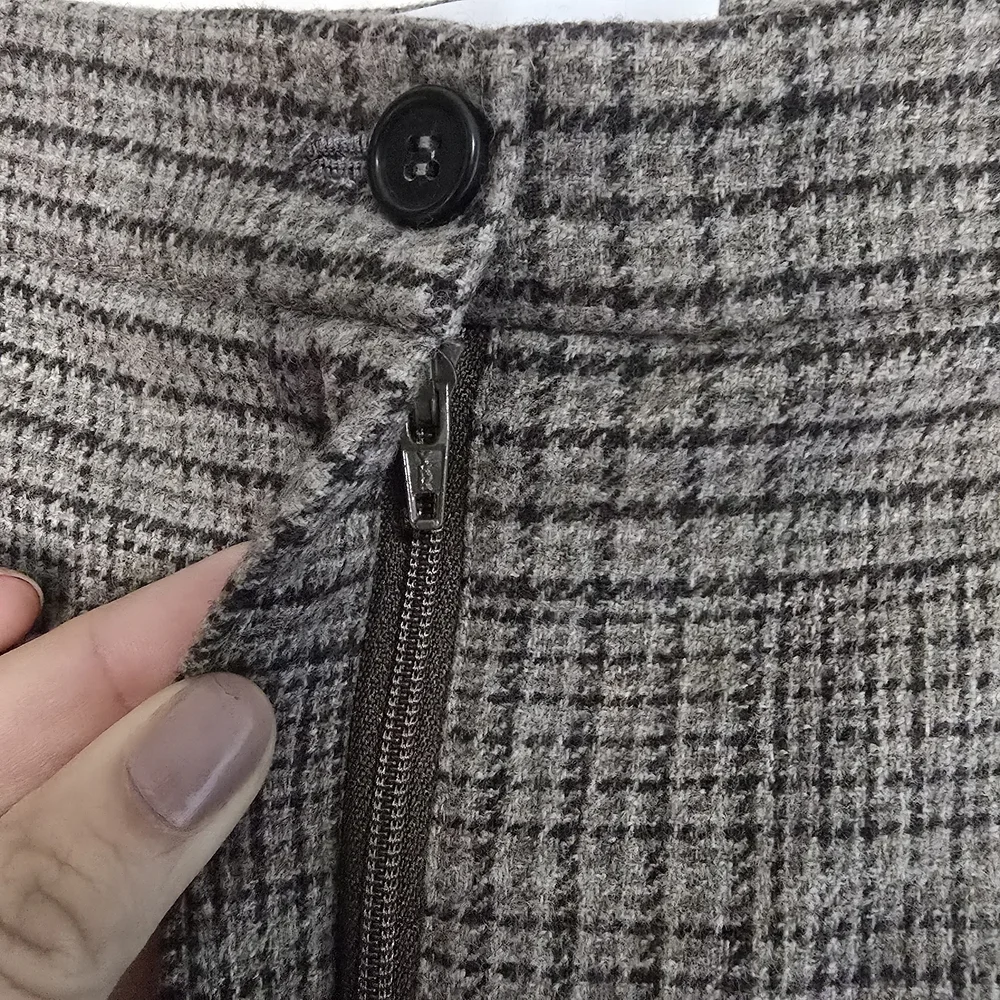 Michael Kors Collection Made in Italy Pure Virgin Wool Plaid Brown Straight Leg - Picture 8 of 13